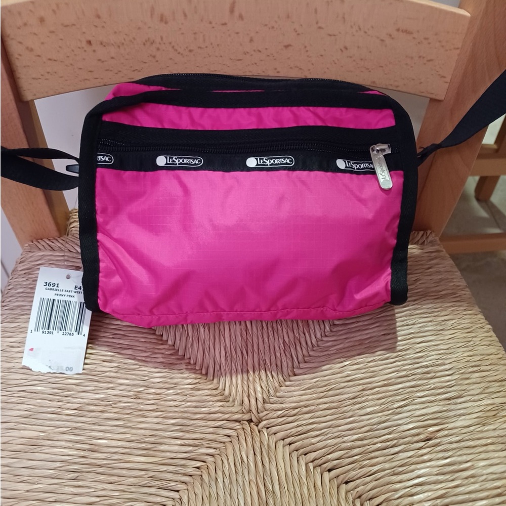 Brand New LeSportsac Peony Pink and Black Crossbody Bag - Gabrielle Style